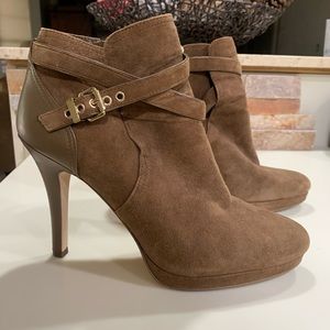 White House Black Market Brown Suede Booties, Size 10
